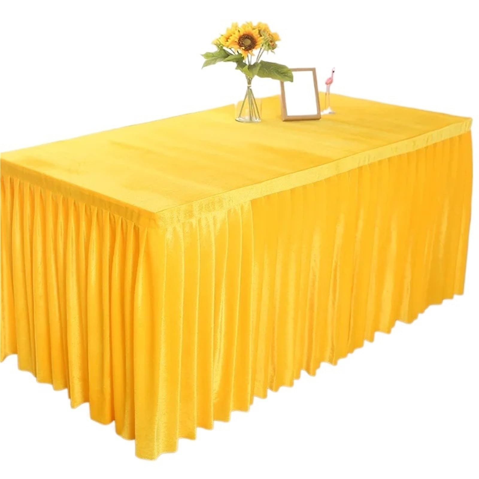 SUBLXPoten Tablecloth with Pleated Skirt 75cm Height Conference Banquet Wedding Thick Tablecloths Rectangular Table Cover(Color 13,140x60x75cm)