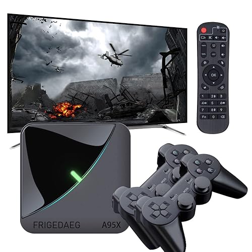 FRIGEDAEG Video Game Console With 50000 Games A95X Retro Game Box Compatible With PS1PSP MAME Android 90EmuELEC 43 System 2 In 1 For TVPCProjector