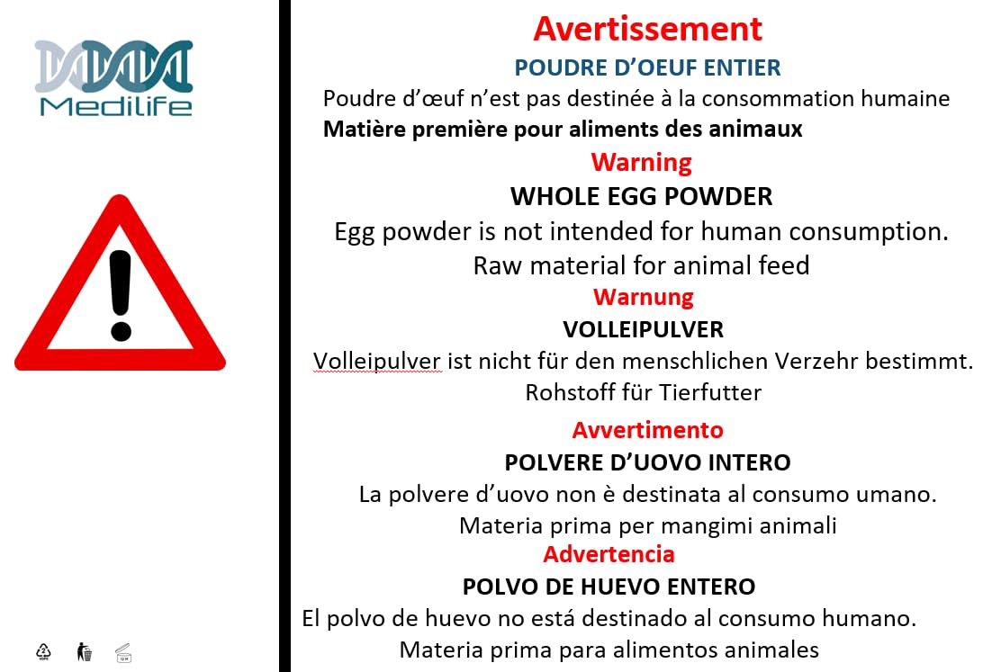 5 KG de Poudre d’œuf Entier pour Alimentation Animale - Teneur en protéines Accrue 65%