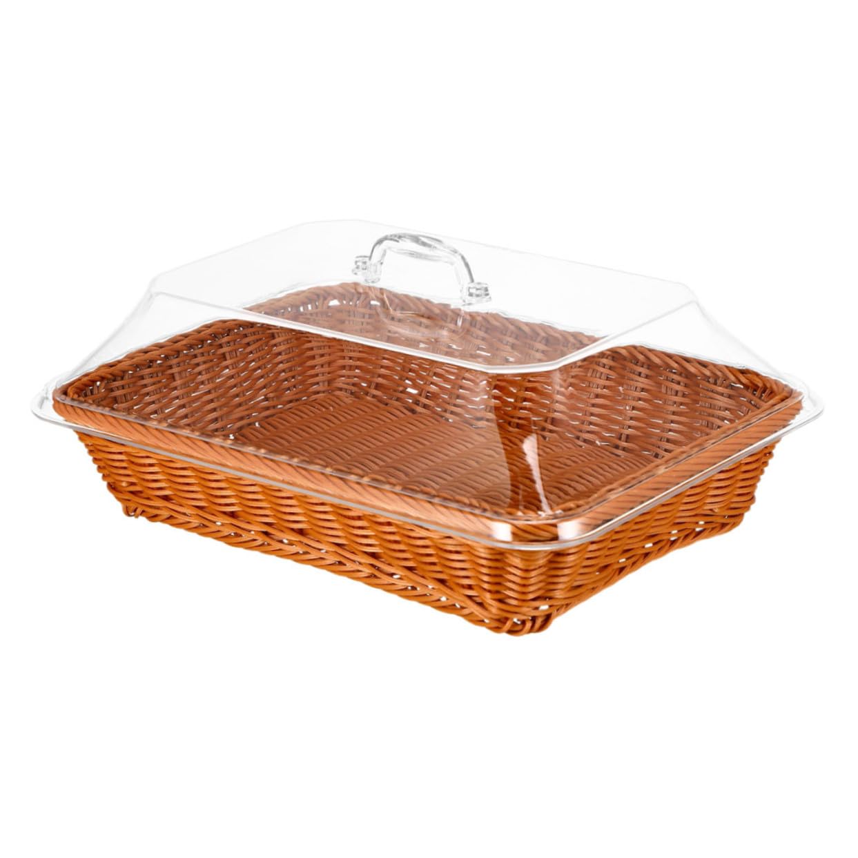 Cesta de Almacenamiento de Ratán Tejida Mano con Tapa Cesta Multifuncional para Pan y Frutas Organizador para Cocina Comedor y Picnic Color Marrón
