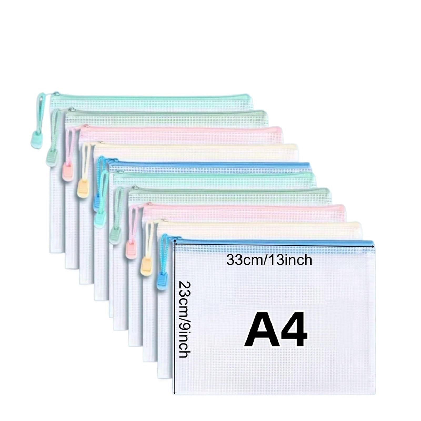 Lot de 24 pochettes en maille à fermeture éclair pour organiser le rangement, les fichiers à lettres pour l'école et le bureau