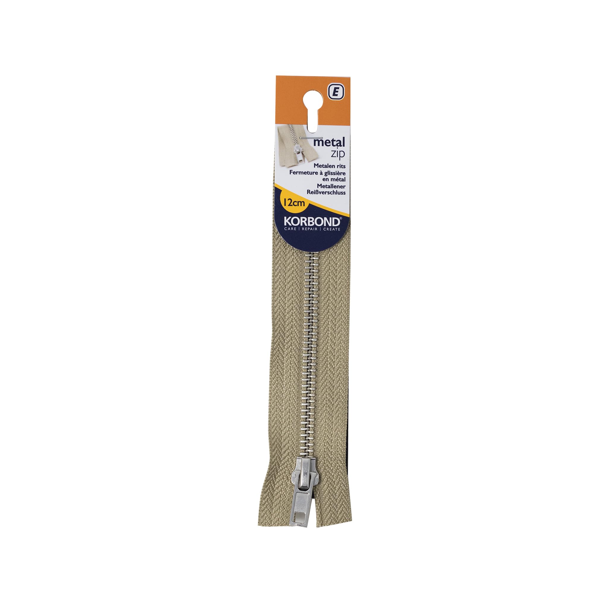 KORBOND 12cm Khaki Metal Zip – Closed Ended Zip – 12cm/4.7inches – Ideal for Sewing, Tailoring, Crafting Cushions or Garments