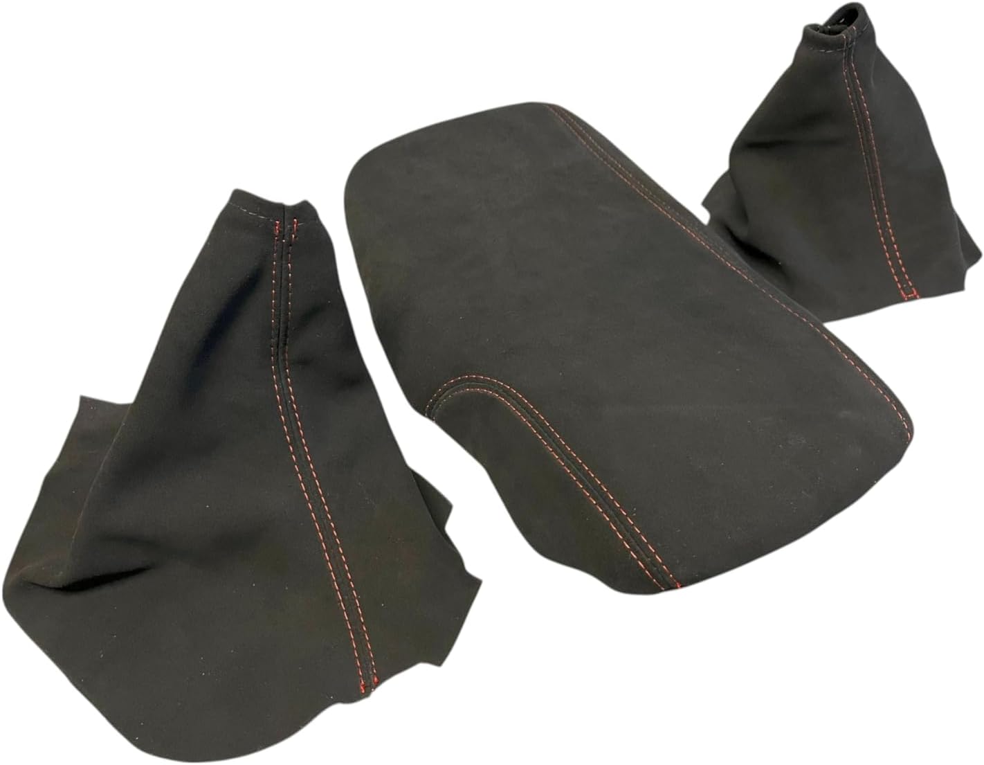 Red Stitch Suede Console Armrest Shift & Handbrake Boot Cover in Black Aclantra Compatible with Chevy Corvette C6 20005 2006 2007 2008 2009 2010 2011 2012 2013 (Made in USA) (Console Armrest Cover)