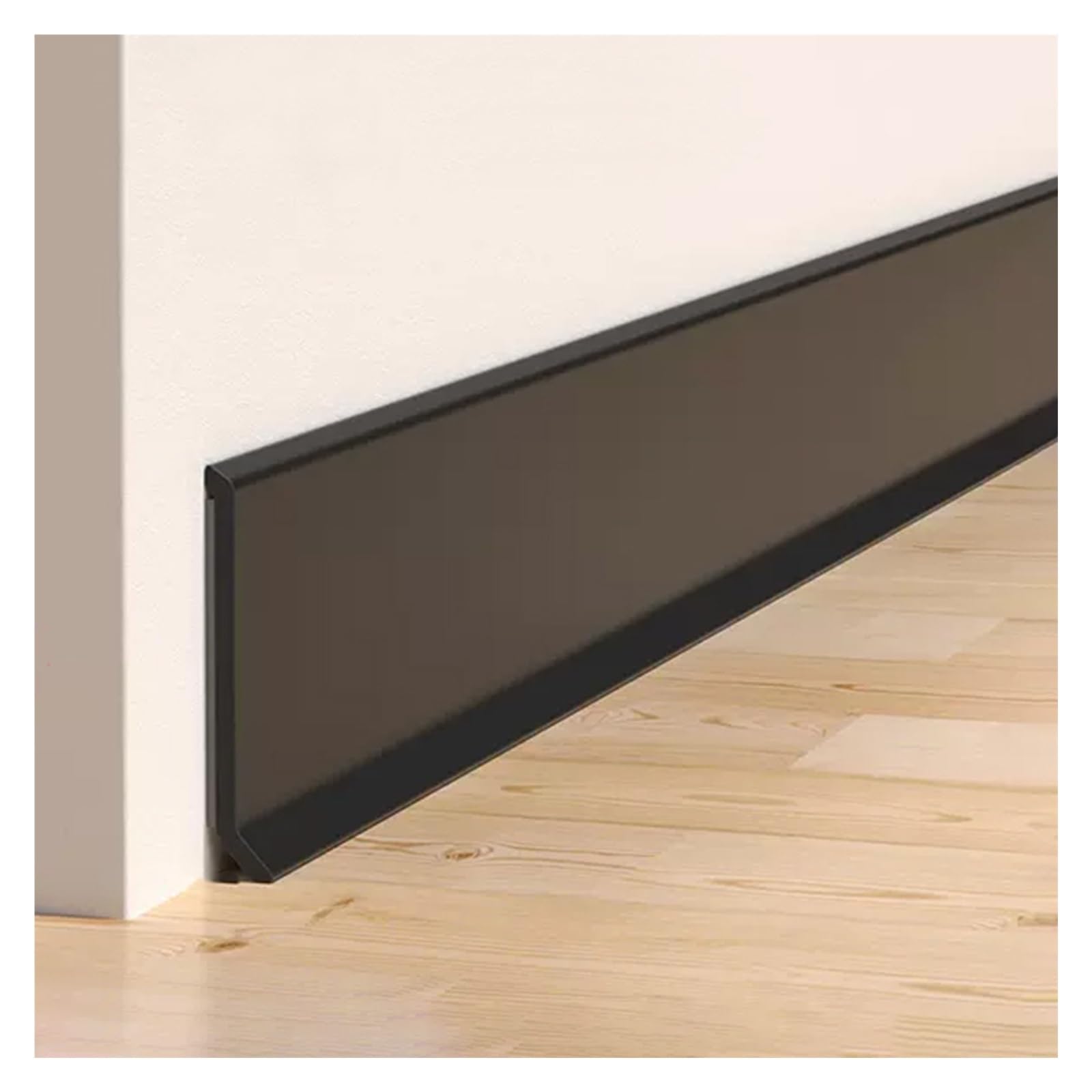 Battiscopa Modanatura per battiscopa con base a muro in PVC impermeabile nero per ufficio domestico, Modanatura per base a muro autoadesiva flessibile con design stacca e incolla, facile da installare