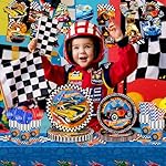 194pcs Birthday Party Decorations Supplies Race Car Plates Napkins Banner Tablecloth Disposable Parper Cups Straws Tableware Set for Kids Boys Birthday Decor 24 Guests - Image 4