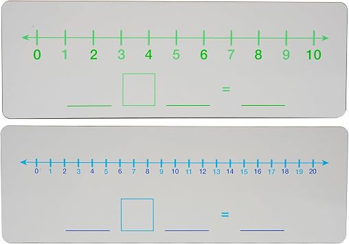 Dry Erase Number Line, Double Sided Whiteboard, 1 Pack 4x12, Side 1 1-10 Side 2 1-20 with Blank Math Sentence