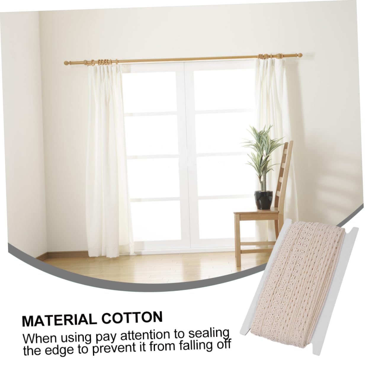 jojofuny 3 Cinta de Encaje de Algodón para Manualidades Decoración de Cortinas y Ropa Yardas Material Diy para Bodas y Fiestas