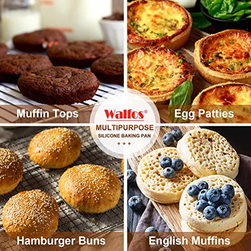 Walfos Silicone Muffin Top Pans For Baking 4Inch Jumbo Size, Perfect Results Premium Non-Stick Bakeware Egg Baking Pan, Great For Eggs, Hamburger Bun, Muffin Top And More, Food Grade & Bpa Free, 2Pcs #TOP5