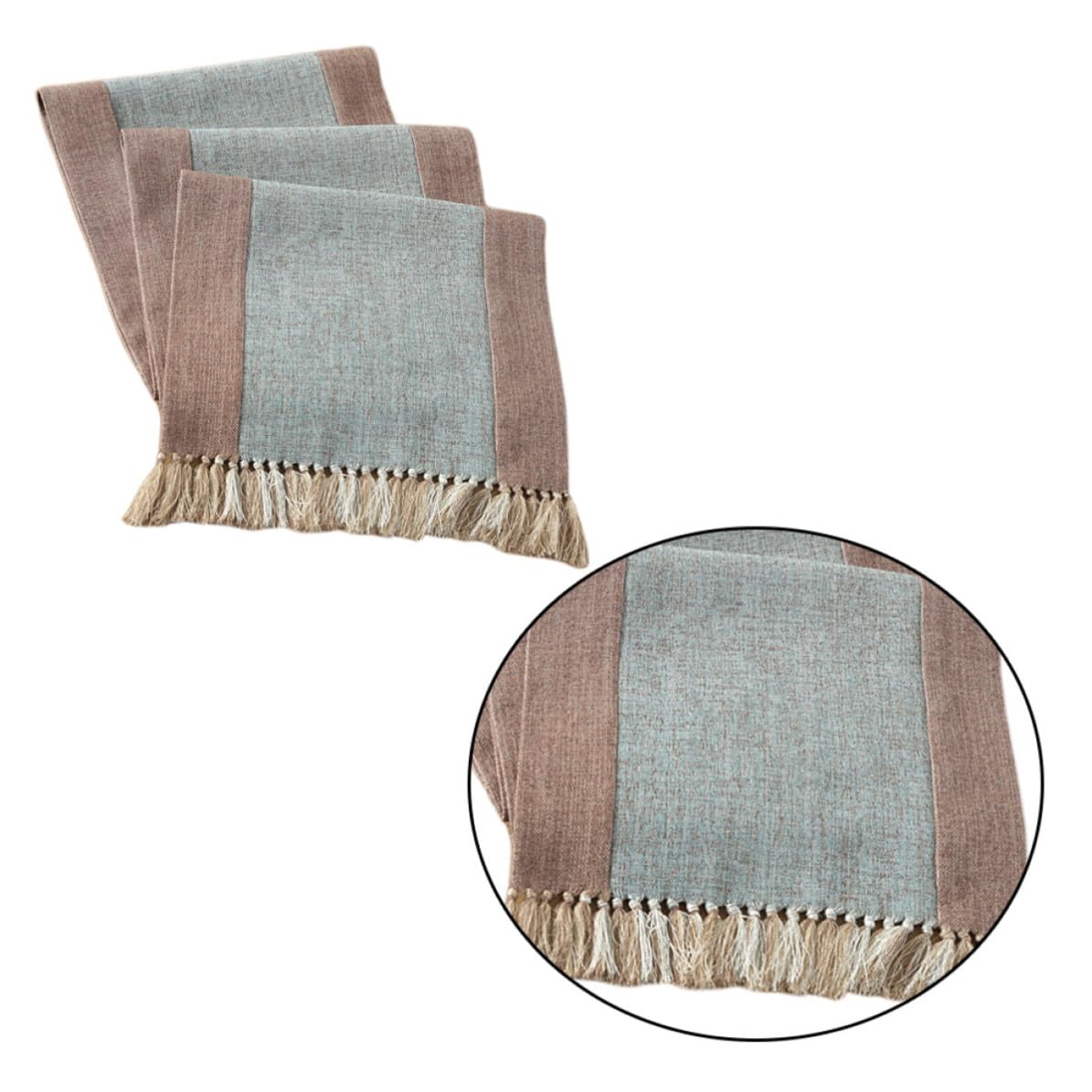 Sosoport Runner da Tavola Frange 220cm in Cotone Blu per Casa