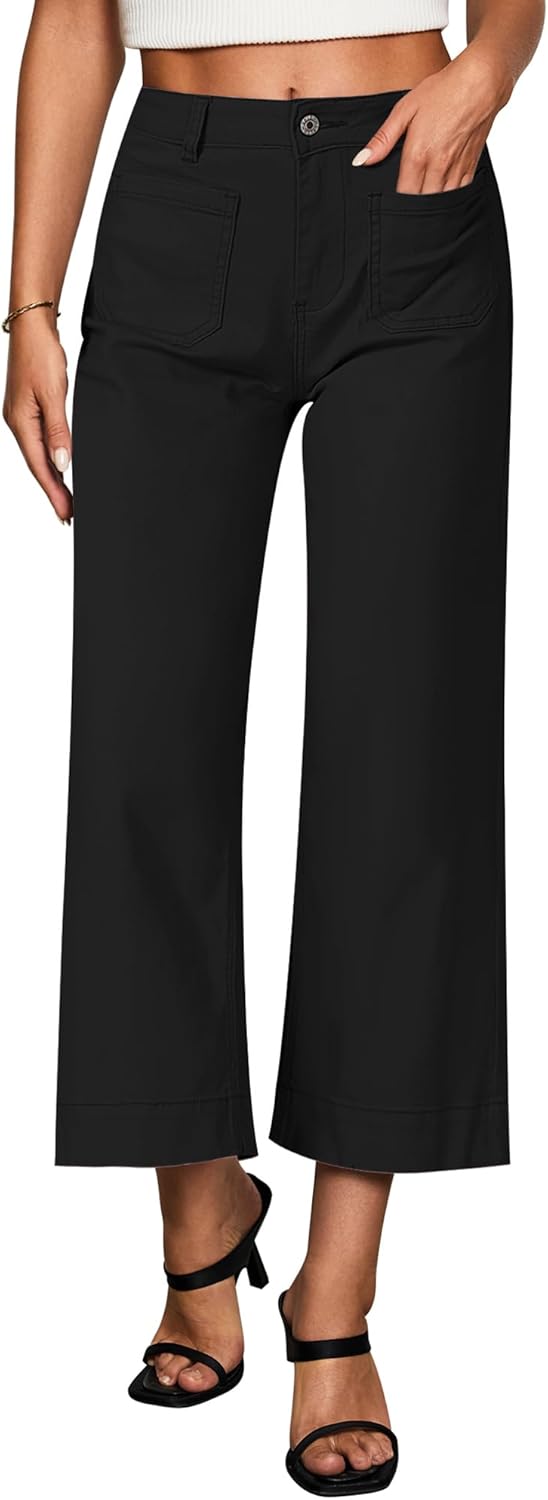 Vetinee Wide Leg Jeans for Women Baggy Flared Jeans High Waisted Cropped Jeans Stretchy Denim Trousers Vetinee Wide Leg Jeans for Women Baggy Flared Jeans High Waisted Cropped Jeans Stretchy Denim Trousers