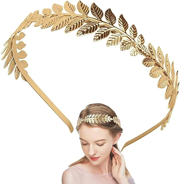 Leaves Headband, Fashion Gold Leaf Headband Greek Headband Tiara Vintage Roman Goddess Leaf Bridal Hair Crown Branch for Wedding, Christmas Party, Dancing Party, Fashion Show