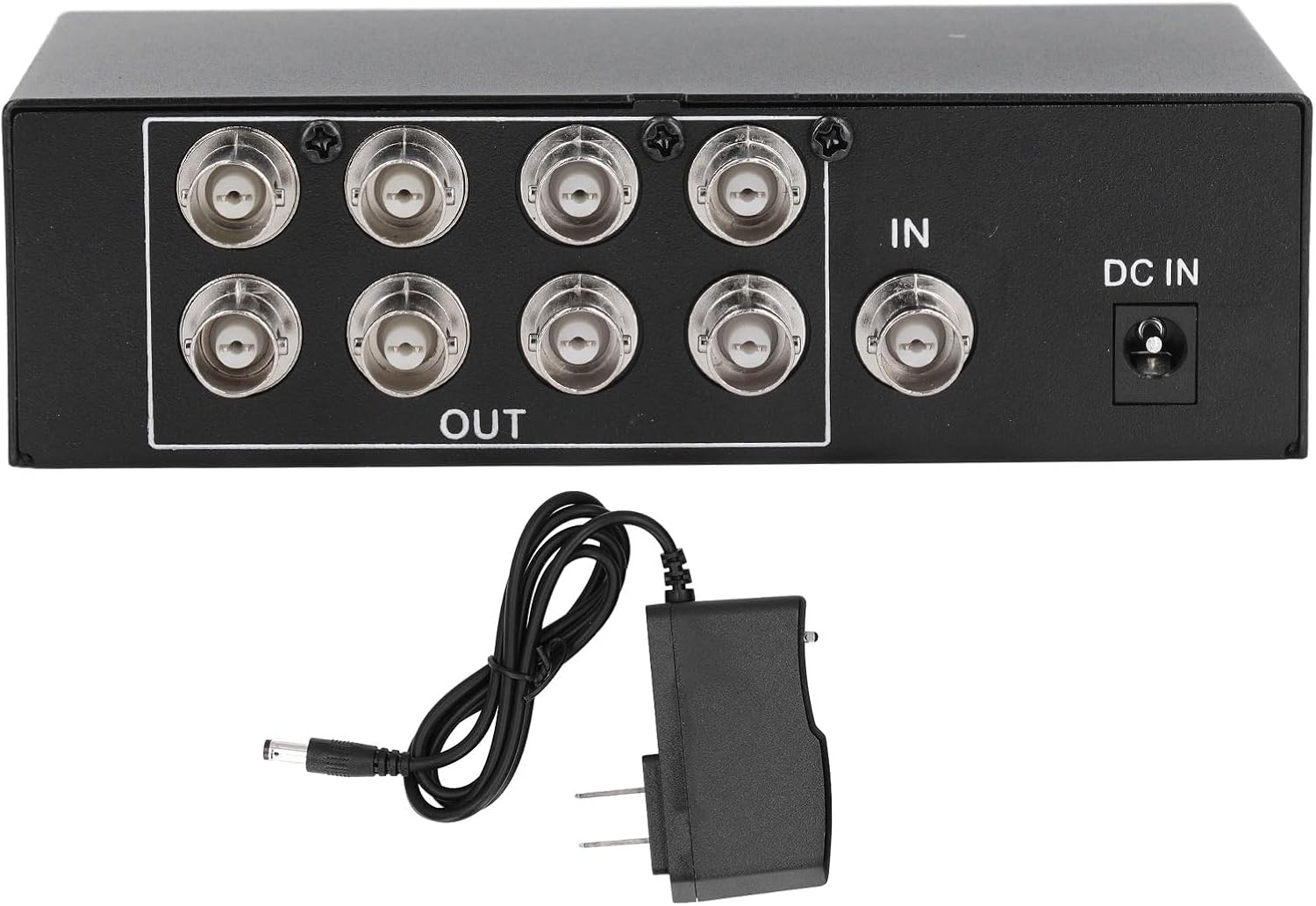 CUIFATI 8 Port BNC Splitter, 1 Input 8 Outputs Video Distribution Amplifier, Supports up to 1080p 60Hz, Plug and Play, with Power Adapter, for Public Video System Multi Screens (US Plug)