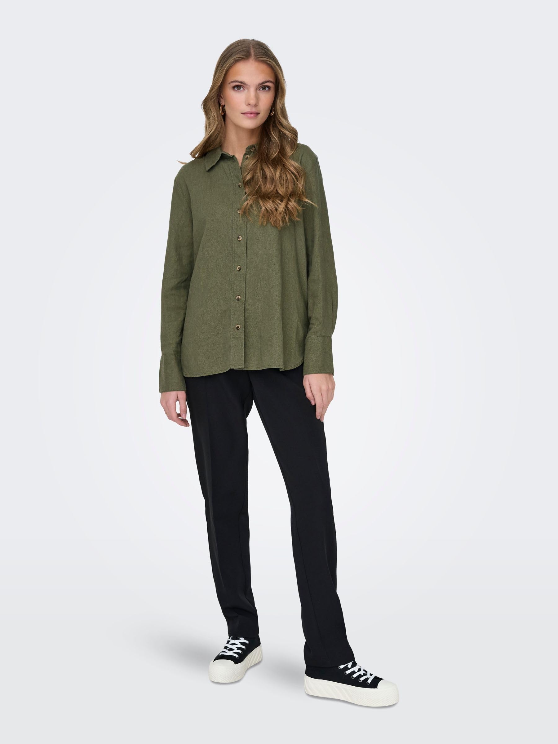JDY SAY L/S Linen Loose Shirt WVN NOOS, Kalamata, M