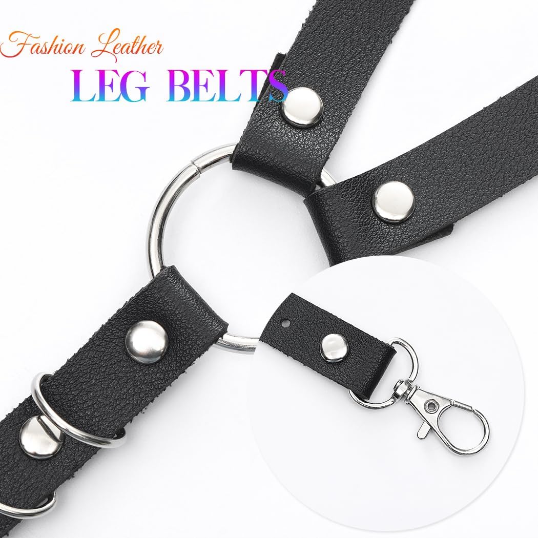 BODIY Punk Leather Leg Harness Thigh Holster Nightclub Raver Gaters Belts Leg Chain Body Jewelry for Women