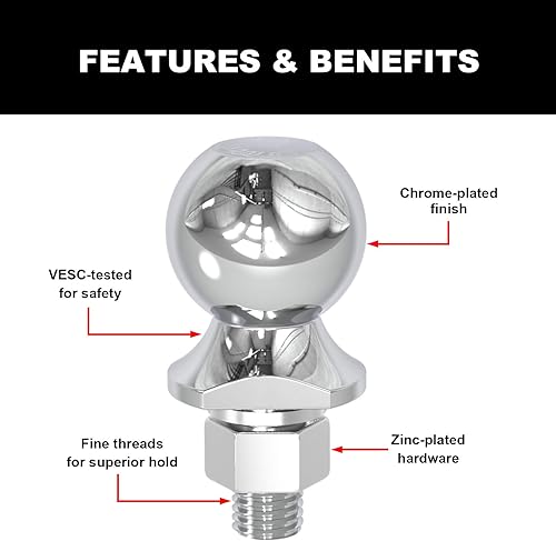 Miniatura 4 de TCE ATRLY2019U Torin - Bola de enganche de remolque de 2 pulgadas de diámetro capacidad de 1,75 toneladas (3,500 lb)