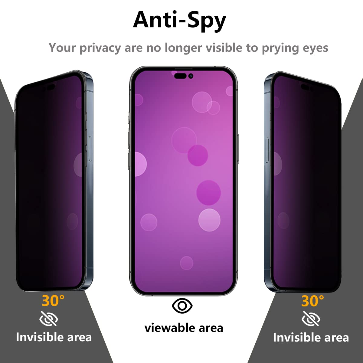 Tentoki Privacy Pellicola per iPhone 14 Pro (6,1''), [2 Pezzi] Vetro Temperato - Vetrino installazione semplicissima,piena copertura,Anti-Spia, Anti Graffio,Durezza 9H