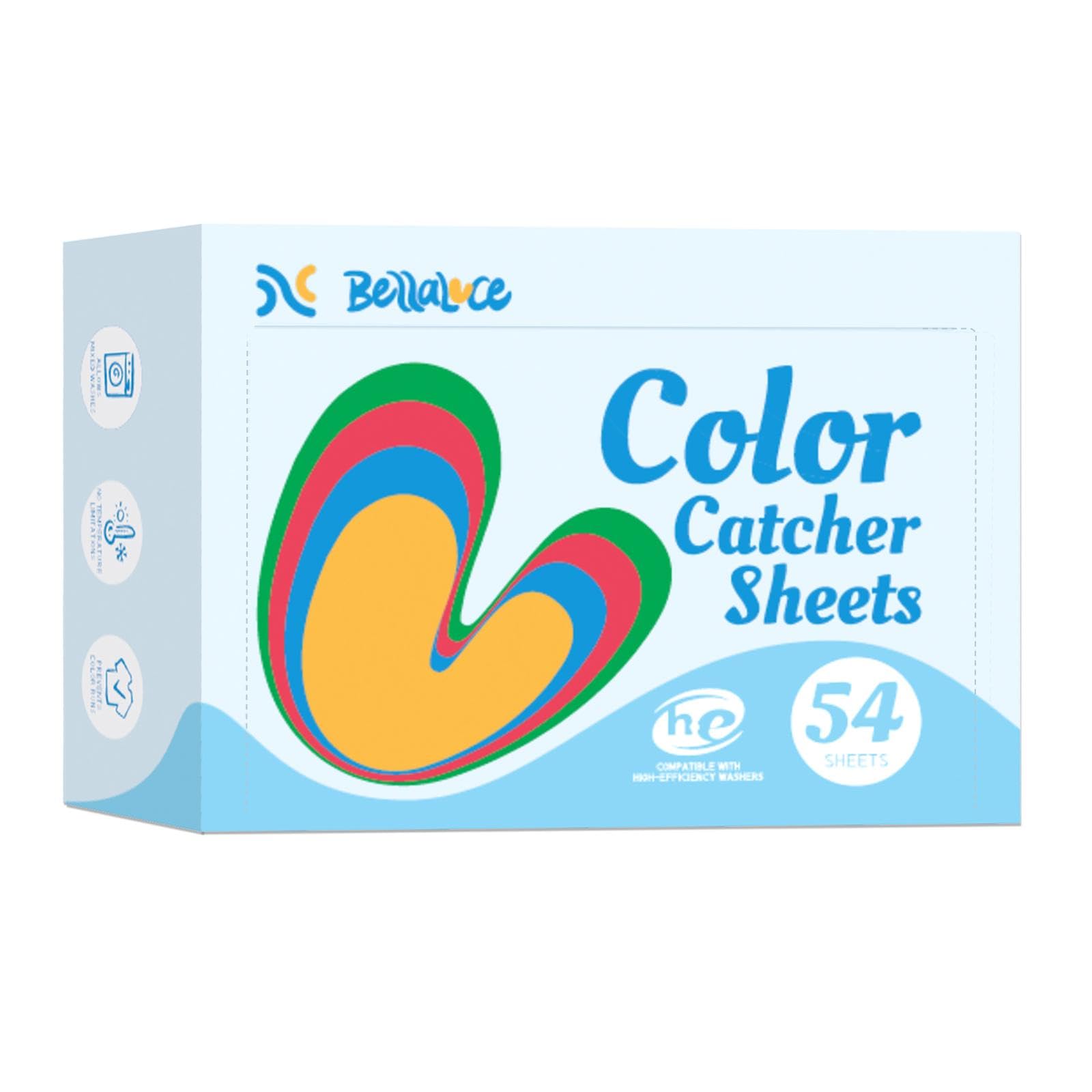 BellaLuce Color Catchers for Laundry, 54 Sheets, Fragrance Free