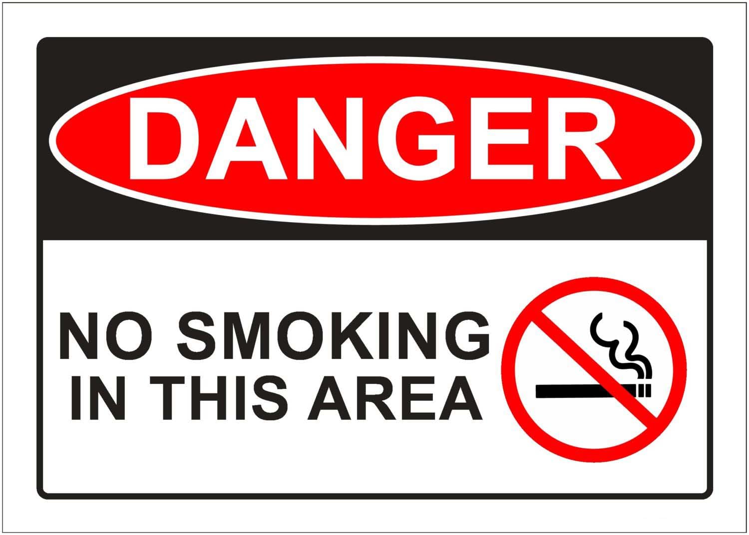 No Smoking In This Area Danger Sign, 12x8 Inch Metal Tin Sign, Fire Prevention Sign for Industrial and Public Spaces