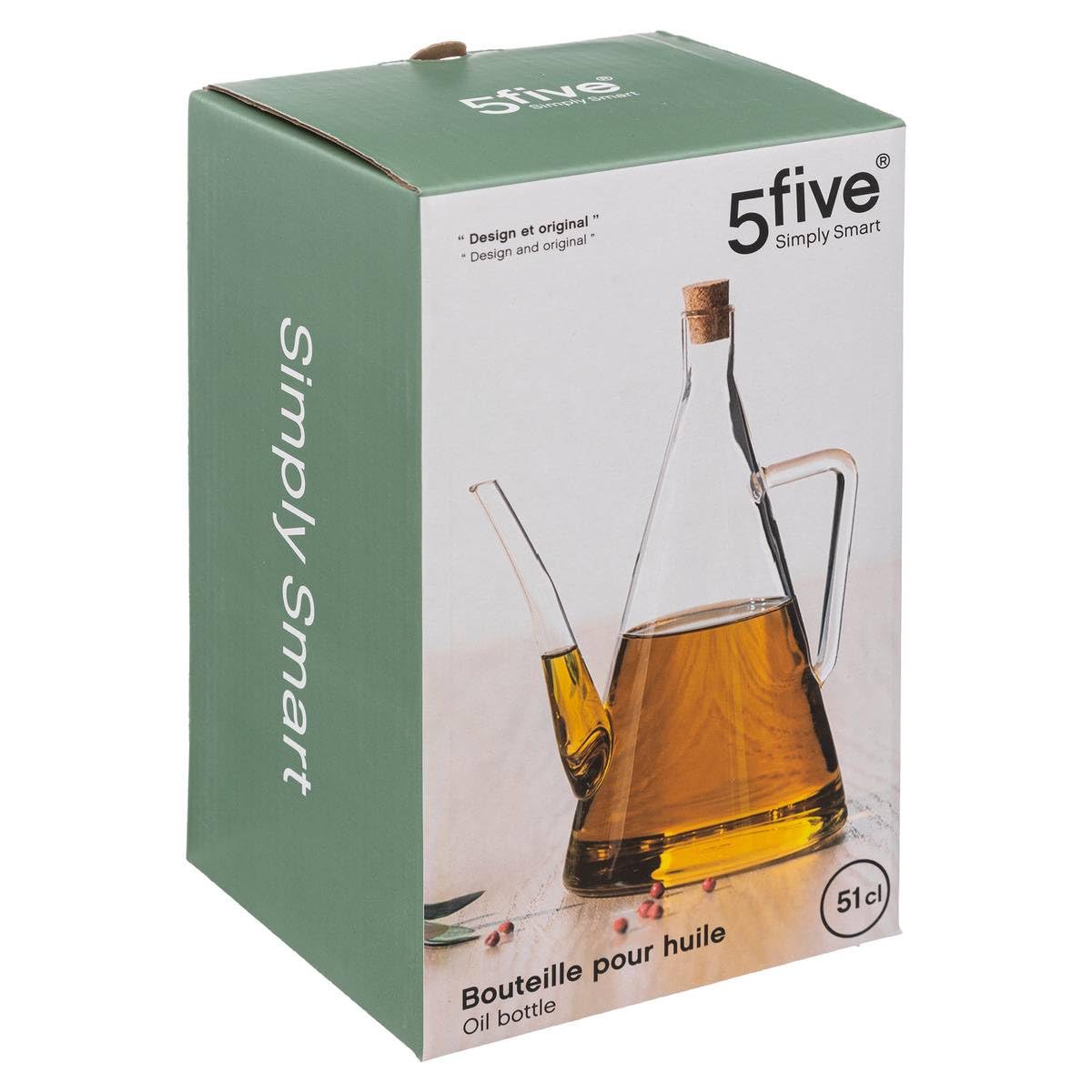 SECRET DE GOURMET Ölflasche Aus Glas – 51 Cl (500 Ml), Mit Korken, Höhe 22 Cm