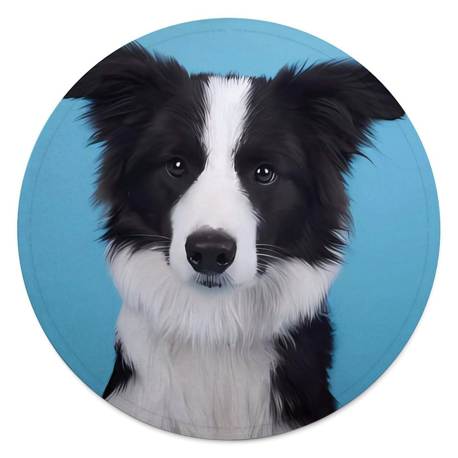 Couverture ronde en flanelle Border Collie 140cm pour canapé