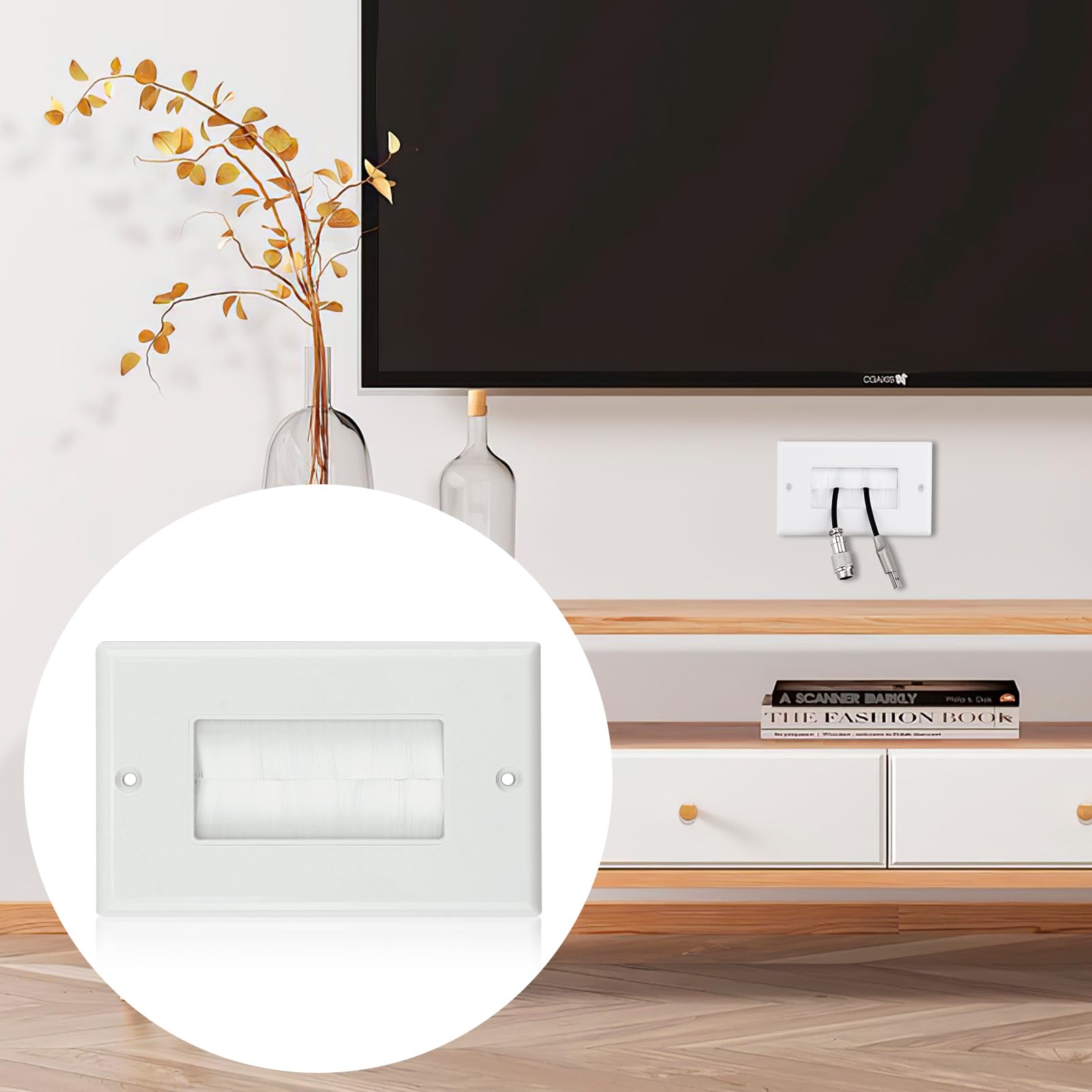 LEENUE Afdekking voor inbouwdoos, 2 stuks kabeldoorvoer muur, inbouwkabeldoorvoer met gatenzaag, wanduitlaat voor wandgemonteerde televisie multimedia-kabel, wit LEENUE Afdekking voor inbouwdoos, 2 stuks kabeldoorvoer muur, inbouwkabeldoorvoer met gatenzaag, wanduitlaat voor wandgemonteerde televisie multimedia-kabel, wit