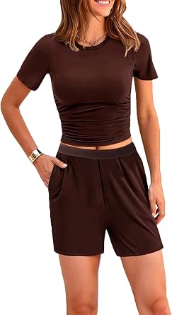LICOBOD Lounge sets for women 2 piece short sets summer casual comfy airport vacation biker travel outfits Workout Streetwear