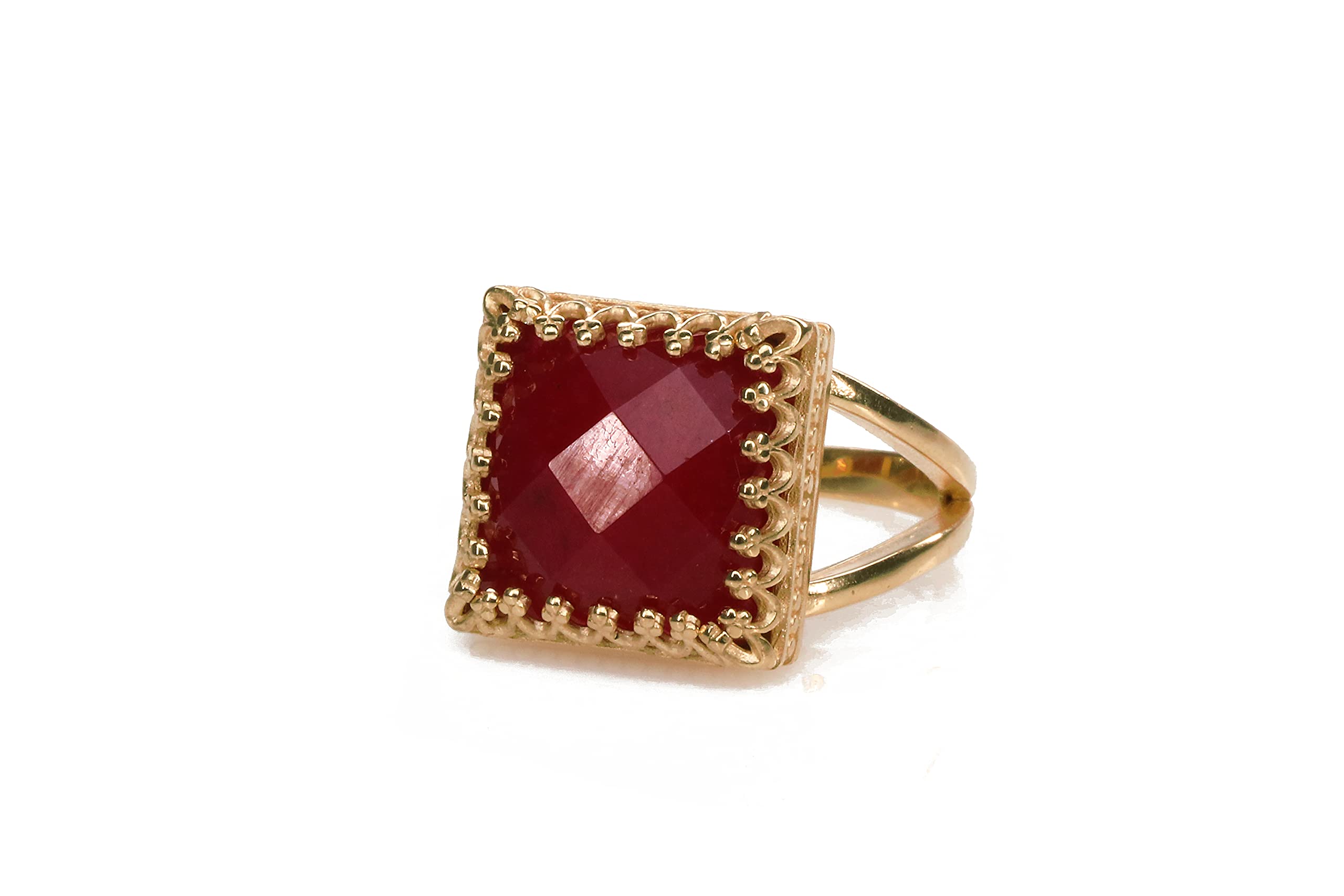 Adorables Anillos de Rubí para Mujeres - Rubí en Banda Llena de Oro Rosa de 14K - Piedra de Nacimiento de Julio Facetada para Cada Ocasión - Novias, Cumpleaños, Aniversario