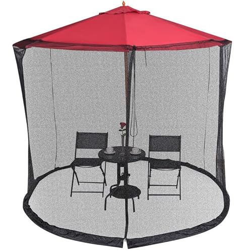 7.5-11Ft Patio Umbrella M0Squito Netting, Polyester Mesh Umbrella Screen, Universal Canopy Umbrella M0Squito Netting With Double Zipper Door And Adjustable Rope #TOP4