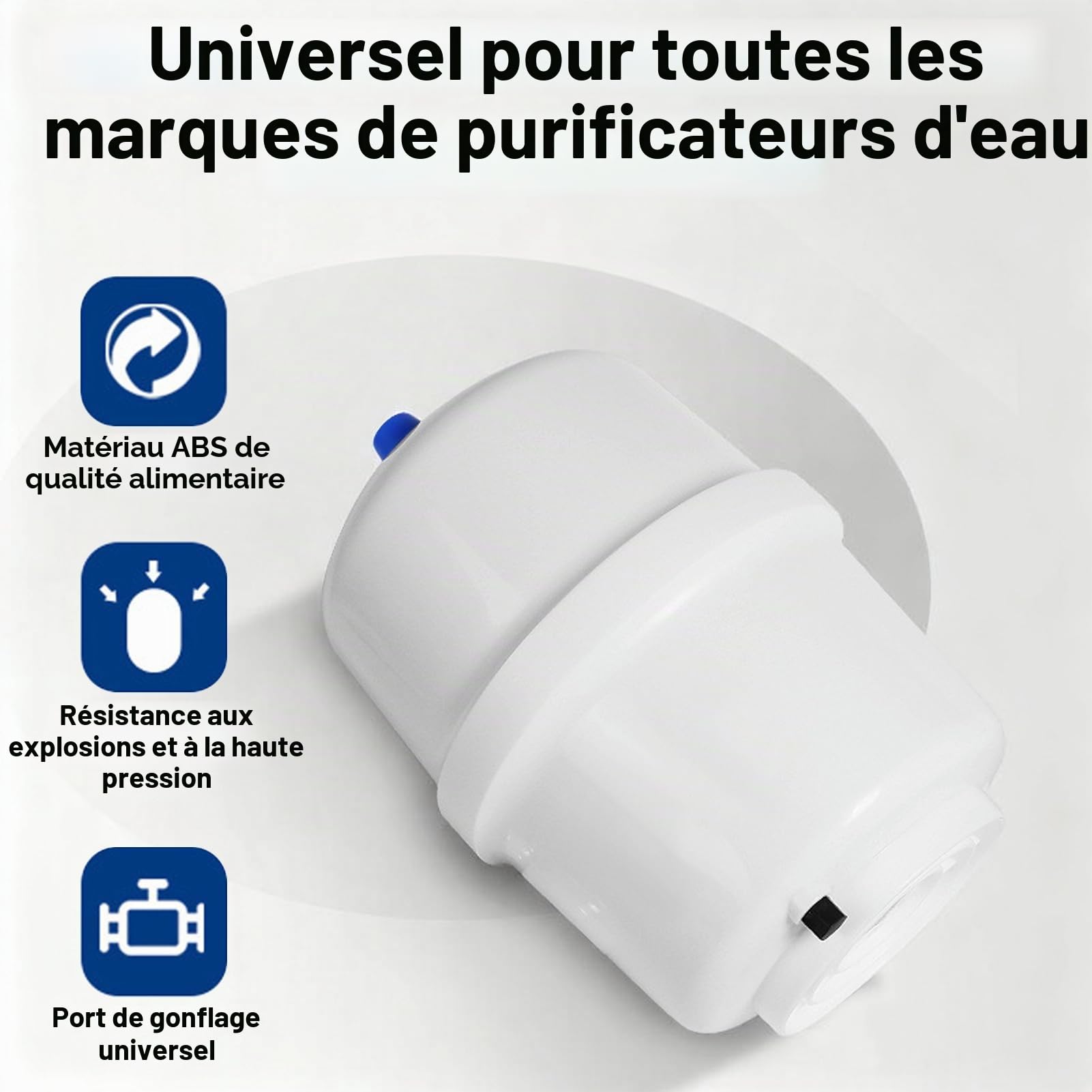 Tissting Osmose Inverse, Ballon à Valve 1.8 Gallons avec Vanne Réservoir | Osmoseur Plastique Vanne Réservoir 1/4" Incluse pour Système Osmose Inverse RO7L 50Mpsi pour Purification d'Eau Résidentielle
