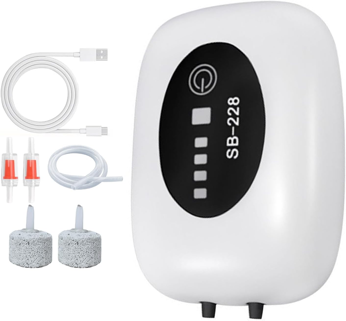 Fish Tank Air Pump, 2 Outlet and Rechargeable Design, 4800mAh, Rechargeable Aquarium Aerator, Silent Aquarium Air Pump, Adjustable Airflow, for A Saltwater Aquariums, Pond, Or Hydroponic Setup