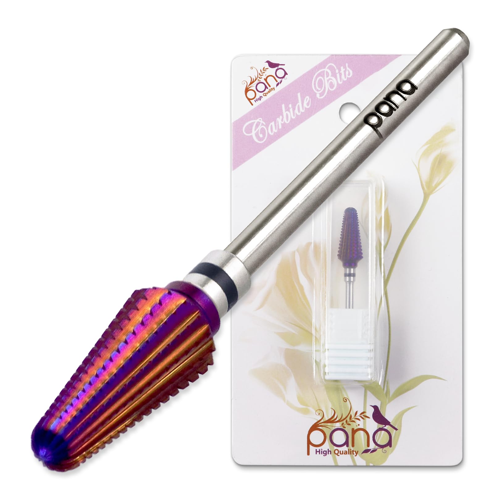 PANA Nail Carbide Volcano Bit - Two Way Rotate use for Both Left and Right Handed - Fast remove Acrylic or Hard Gel - 3/32" Shank - Manicure, Nail Art, Drill Machine (Extra Coarse - XC, Purple)