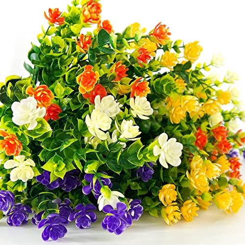 Turnmeon 20 Bundles Outdoor Artificial Flowers Plants Summer Decoration - Uv Resistant Plastic Flowers For Outside Faux Plants Home Garden Spring Decor(Color) #TOP5