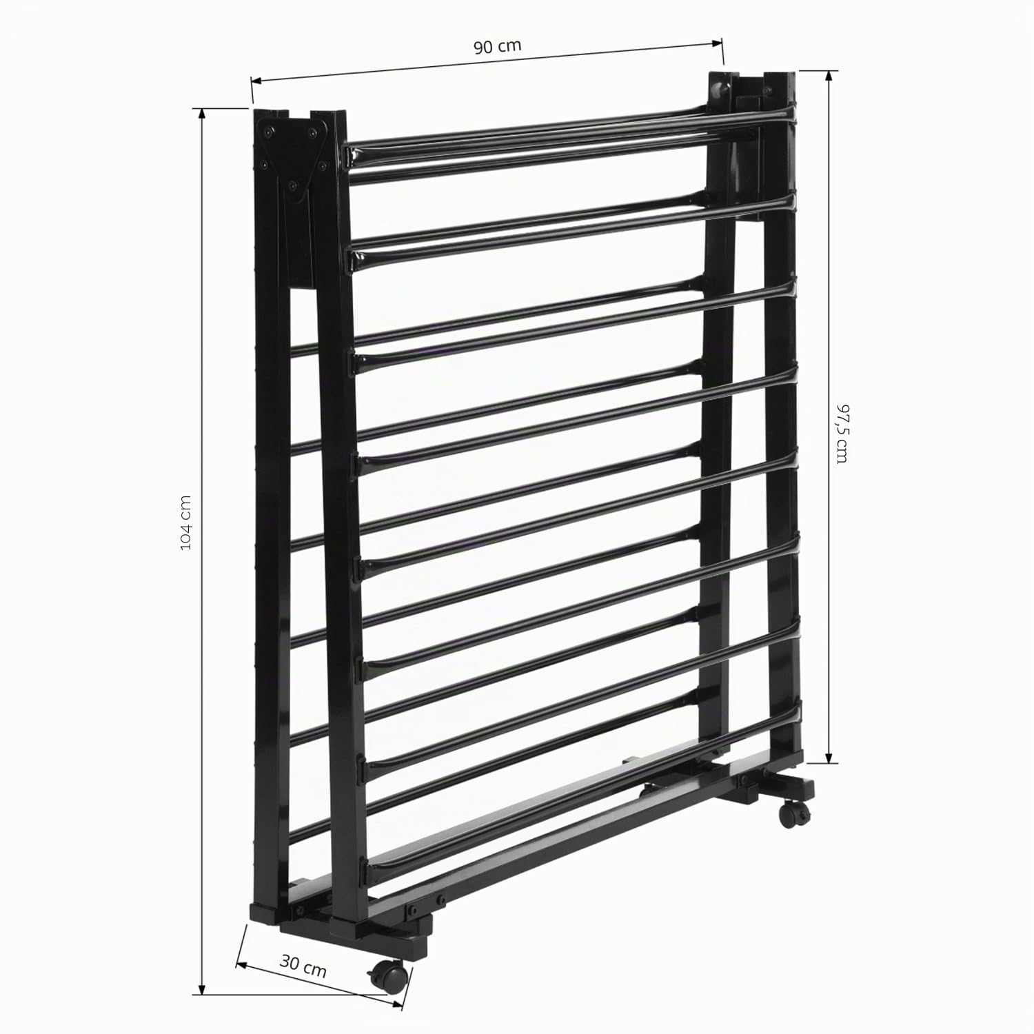 setsail Cadre de lit simple pliable en métal de 90 x 190 cm, lit d'appoint portable avec 4 roues, convient pour matelas de 90 x 190 cm, noir