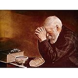 Dicksons Praying Wise Man with Bible and Lunch Golden Hue 10 x 13 Chipboard Wall Sign Plaque