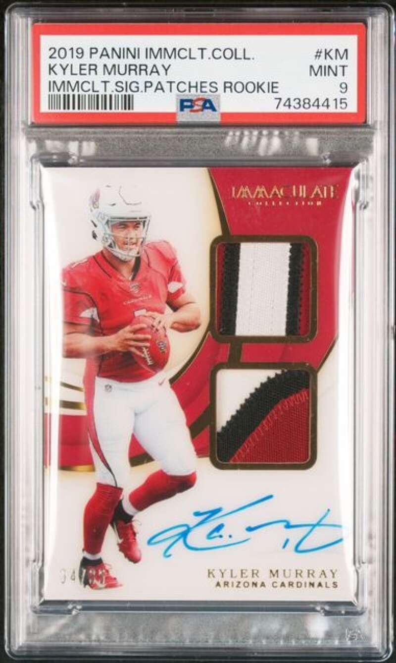 2019 Panini Immaculate Kyler Murray Dual Signature Patch Autograph 04/35 Rookie PSA 9 Auto Professionally Graded Football Card