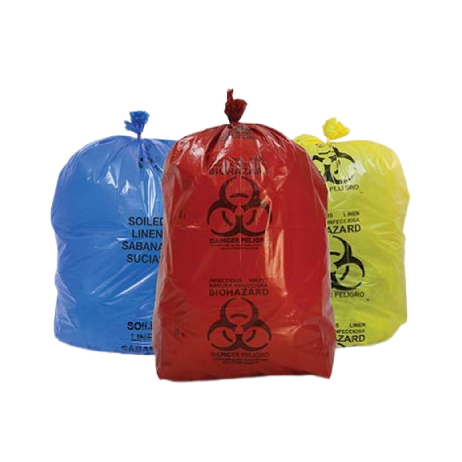 Kausta Bio Hazard/Bio-Medical Waste Bag (21x24 Inch, Red-10, Blue-10, Yellow-10) Pack of 30 Bio‑Hazard/Biomedical Waste Bags Dermec Biohazard/Bio‑Medical Waste Bag leak-proof waste bags