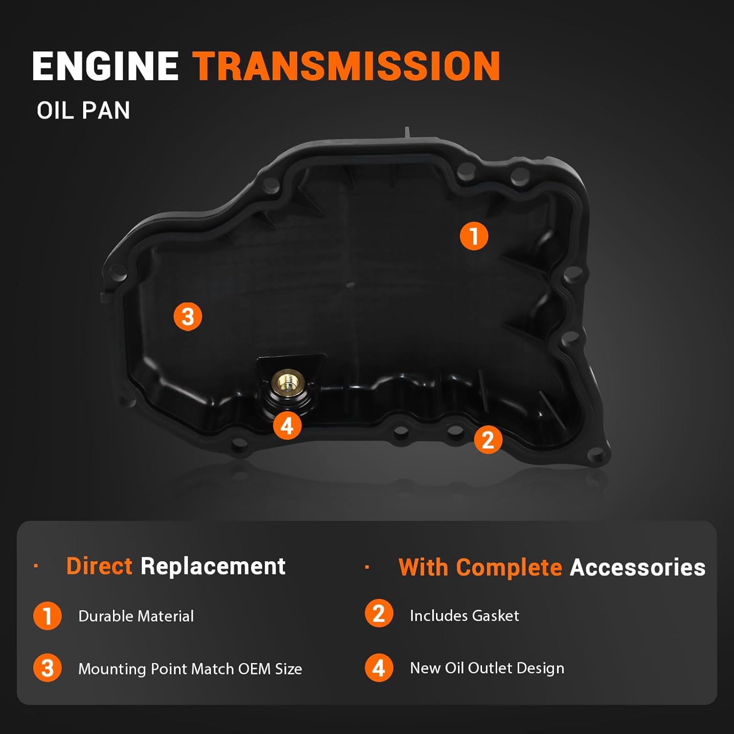 1.5L Oil Pan with Gasket Compatible with Nissan Rogue 2021-2026 Replace# 11110-6RC1B 111106RC1B 11110-6RC0B 111106RC0B (New)