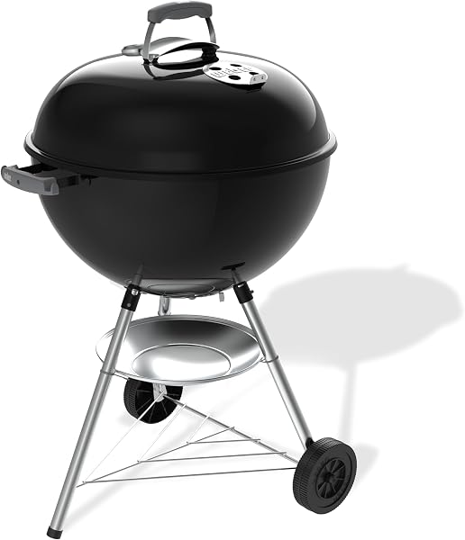 Weber Bar-B-Kettle Barbecue a Carbone (2026) / griglia 57 cm, Coperchio e braciere smaltati in Porcellana, termometro, raccogli-Cenere, treppiede con Ruote, Nero/Argento - 1