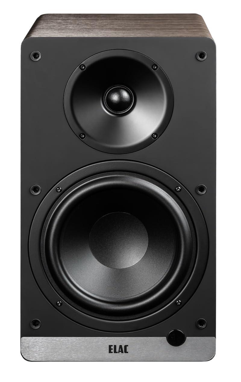 ELAC Debut ConneX DCB 61 Regal-Lautsprecher – Boxen für Audiowiedergabe via HDMI, USB, Phono & Bluetooth, exzellenter Klang & hochwertiges Design, 1 Aktivlautsprecher-Set – Walnuss