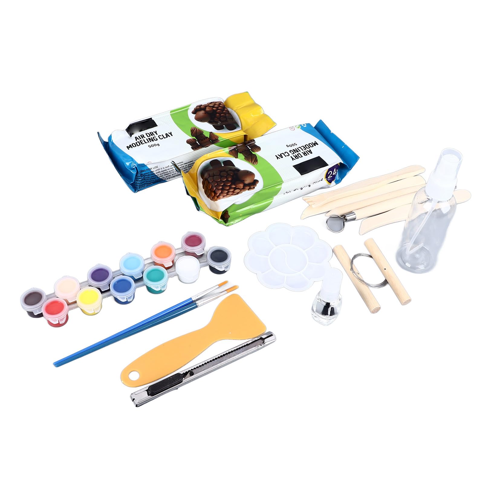 Kit de arcilla seca al aire de 2 piezas de 500 g Arcilla de modelado de porcelana premium con 14 piezas de herramientas de escultura para manualidades de cerámica Proyectos