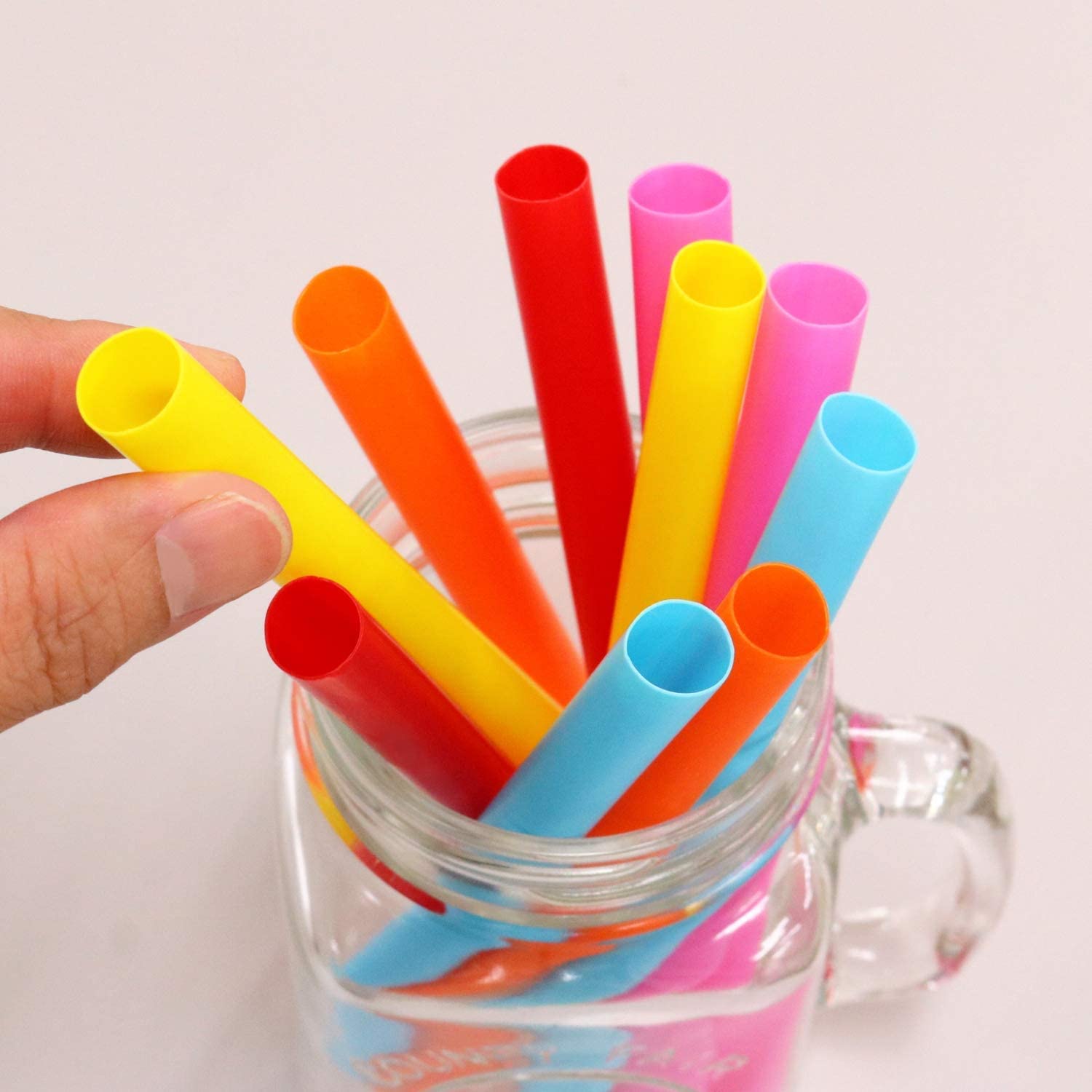 Lot de 100 pailles Jumbo Smoothie multicolores, réutilisables, extra