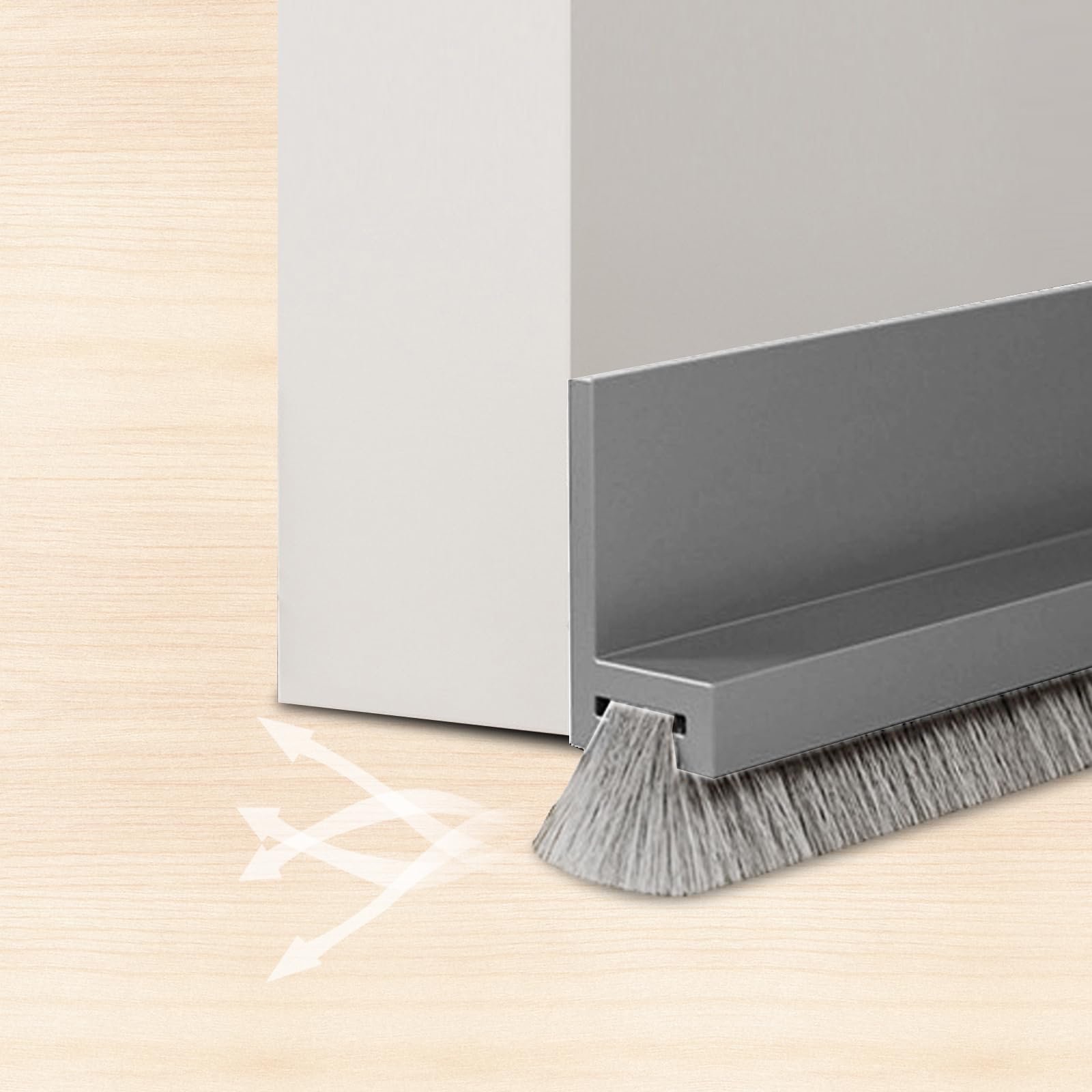 Burlete para puertas de 100 cm, autoadhesivo, burlete para puerta con cepillo, burlete autoadhesivo para puertas (gris)