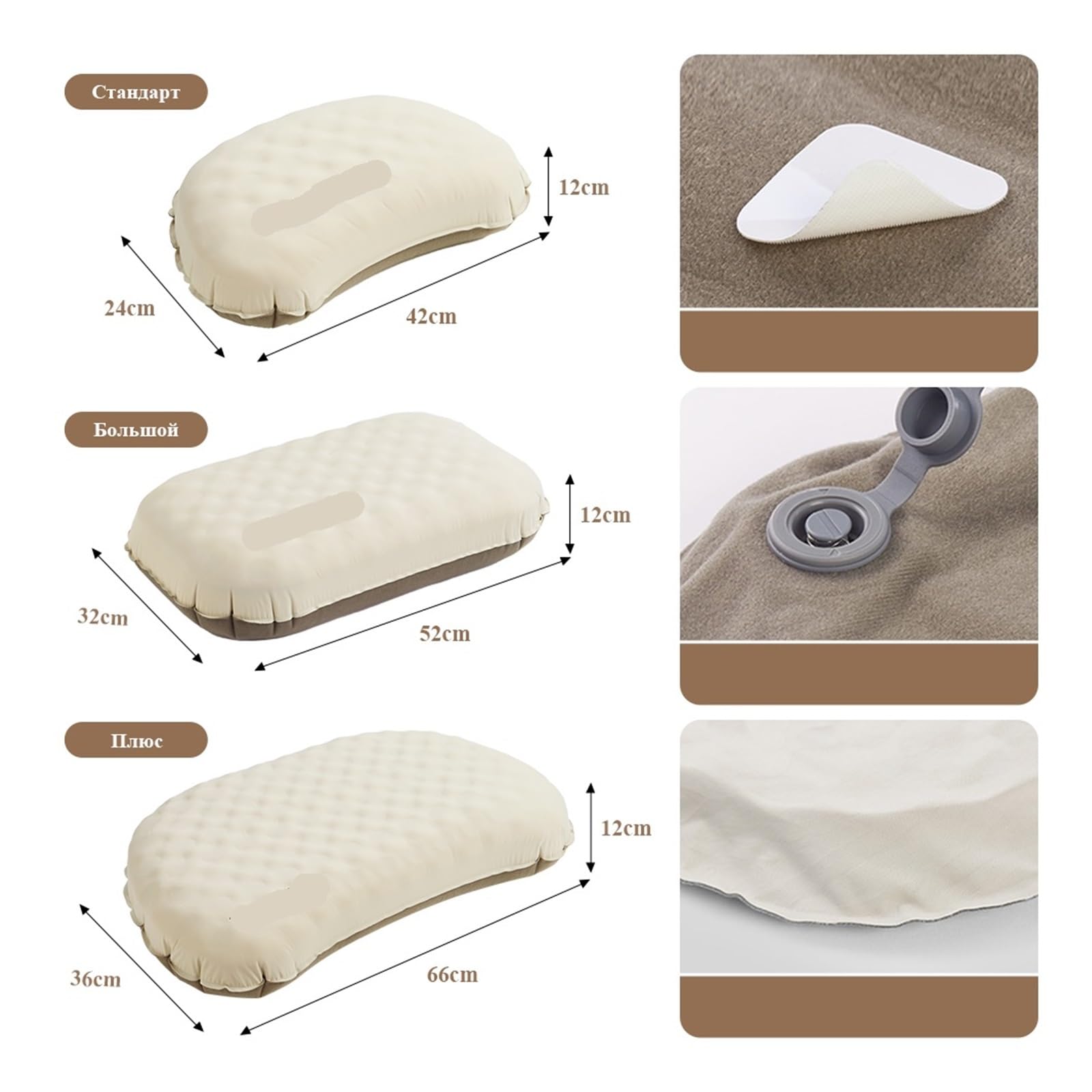Almohada Inflable y de Espuma 2 en 1: Ajustable for campamentos Viajes(L)