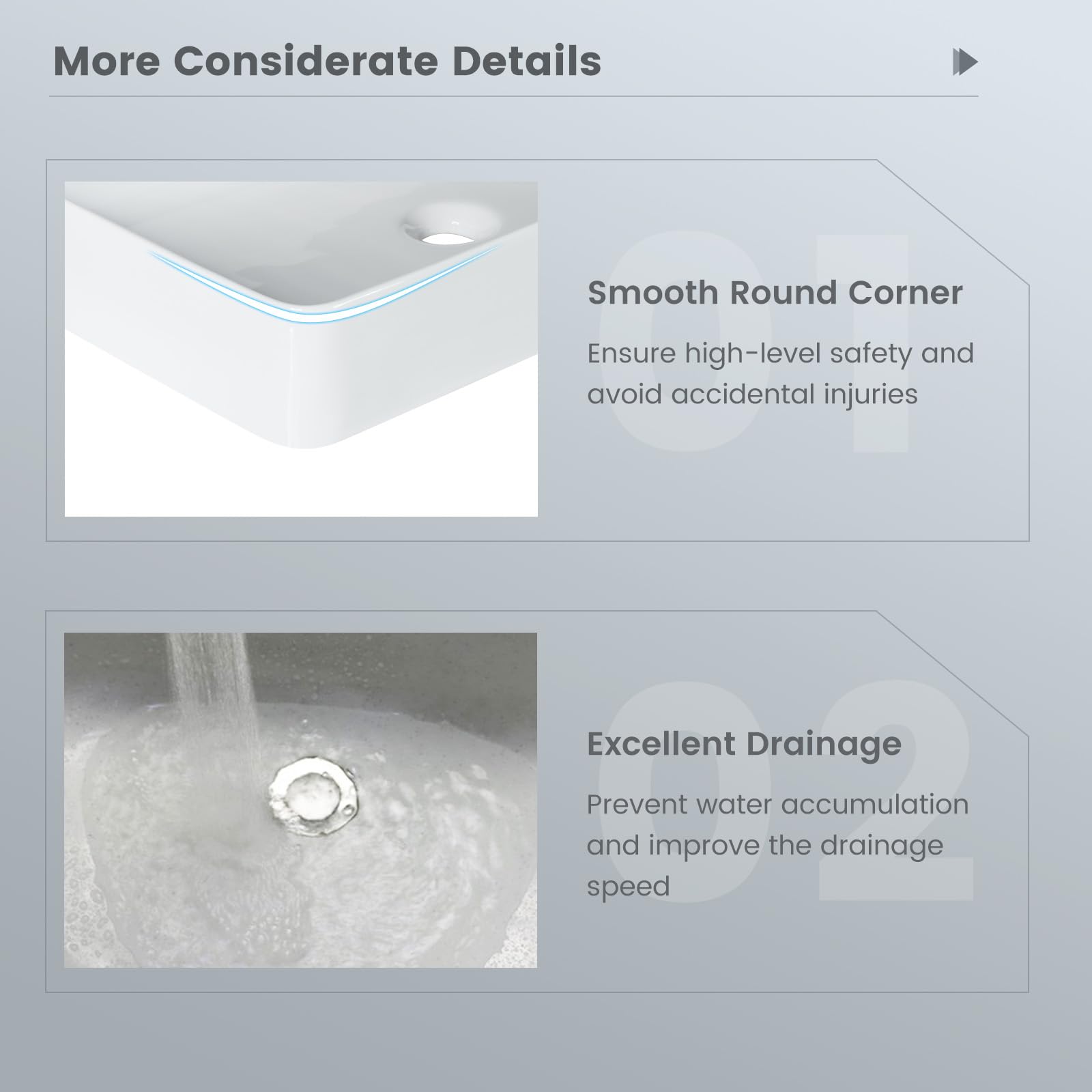 GIANTEX Lavabo rectangulaire à poser, en céramique, blanc, avec évacuation pop-up, 60 cm de large, pour salle de bain et WC d'invités ED0873DE
