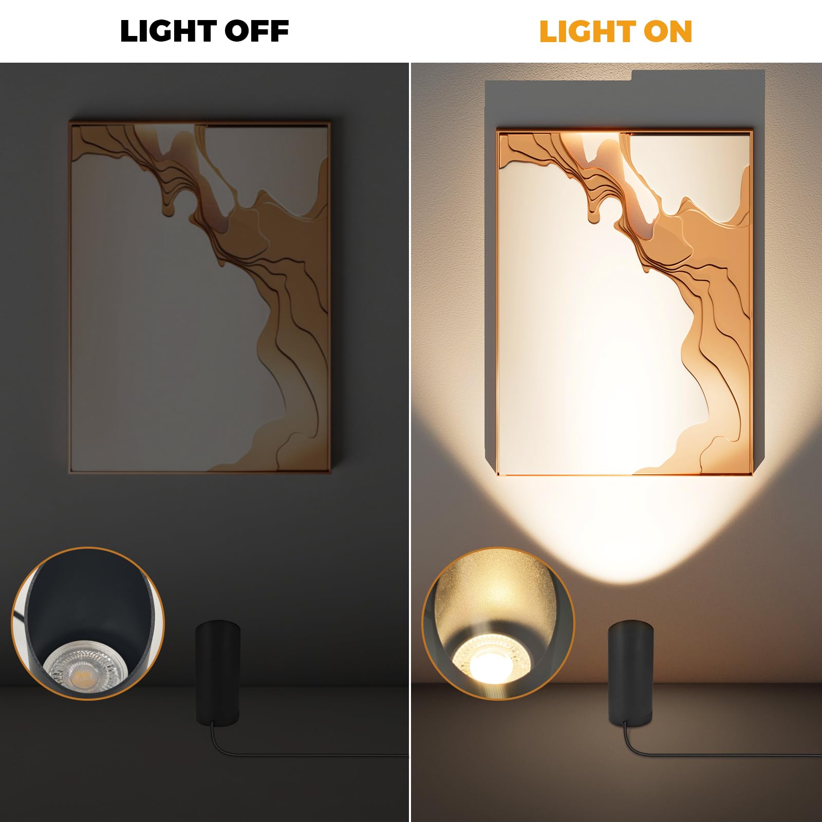 Idealife Lampa podłogowa LED do wnętrz, lampa podłogowa 7 W, 3000 K ciepła biel kryty reflektor LED z żarówką 520LM GU10 LED, reflektor z przełącznikiem nożnym do oświetlenia roślin i sypialni