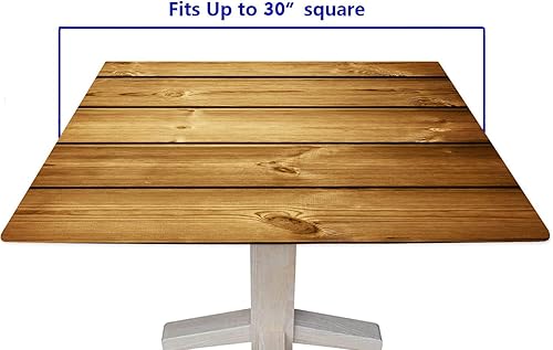 Miniatura 6 de SongYi Mantel cuadrado ajustable de grano de madera, textura de madera marrón, borde elástico, decoración del hogar, mantel de poliéster,