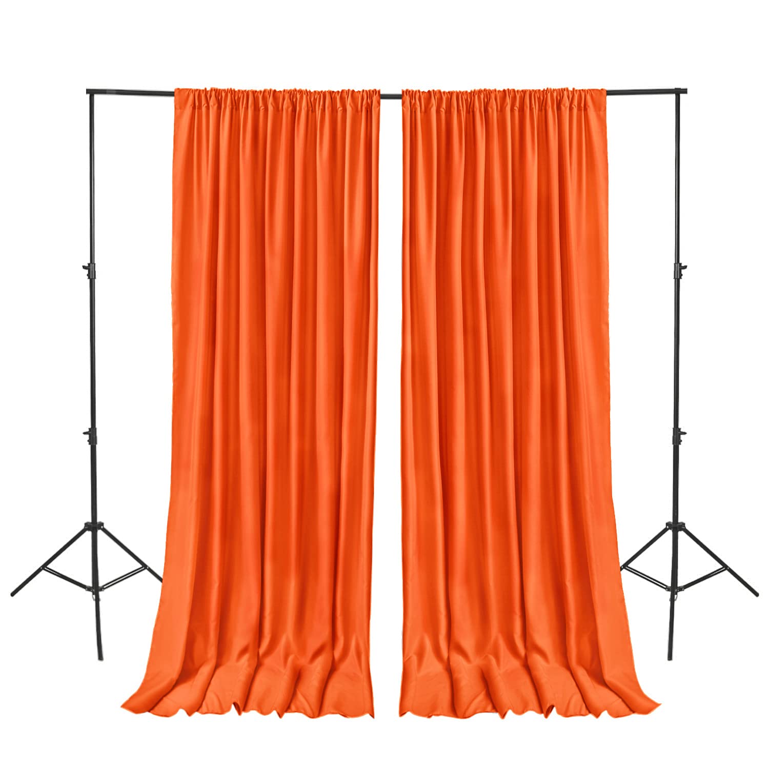 Hiasan Orange Backdrop Curtains for Parties, Polyester Photography Backdrop Drapes for Family Gatherings, Wedding Decorations, 5ftx8ft, Set of 2