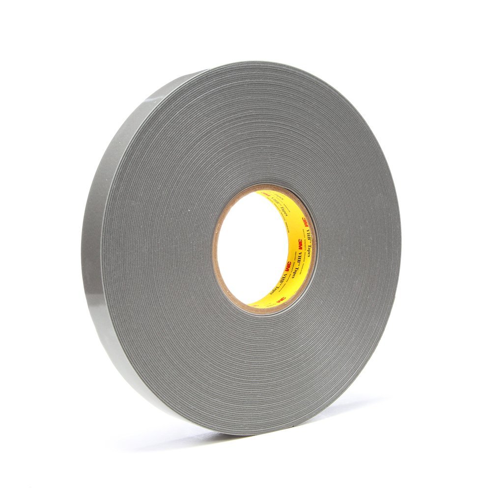 3M VHB Tape 4943F, Gray, 1 in x 36 yd, 45 mil, Film Liner, 9 rolls per case