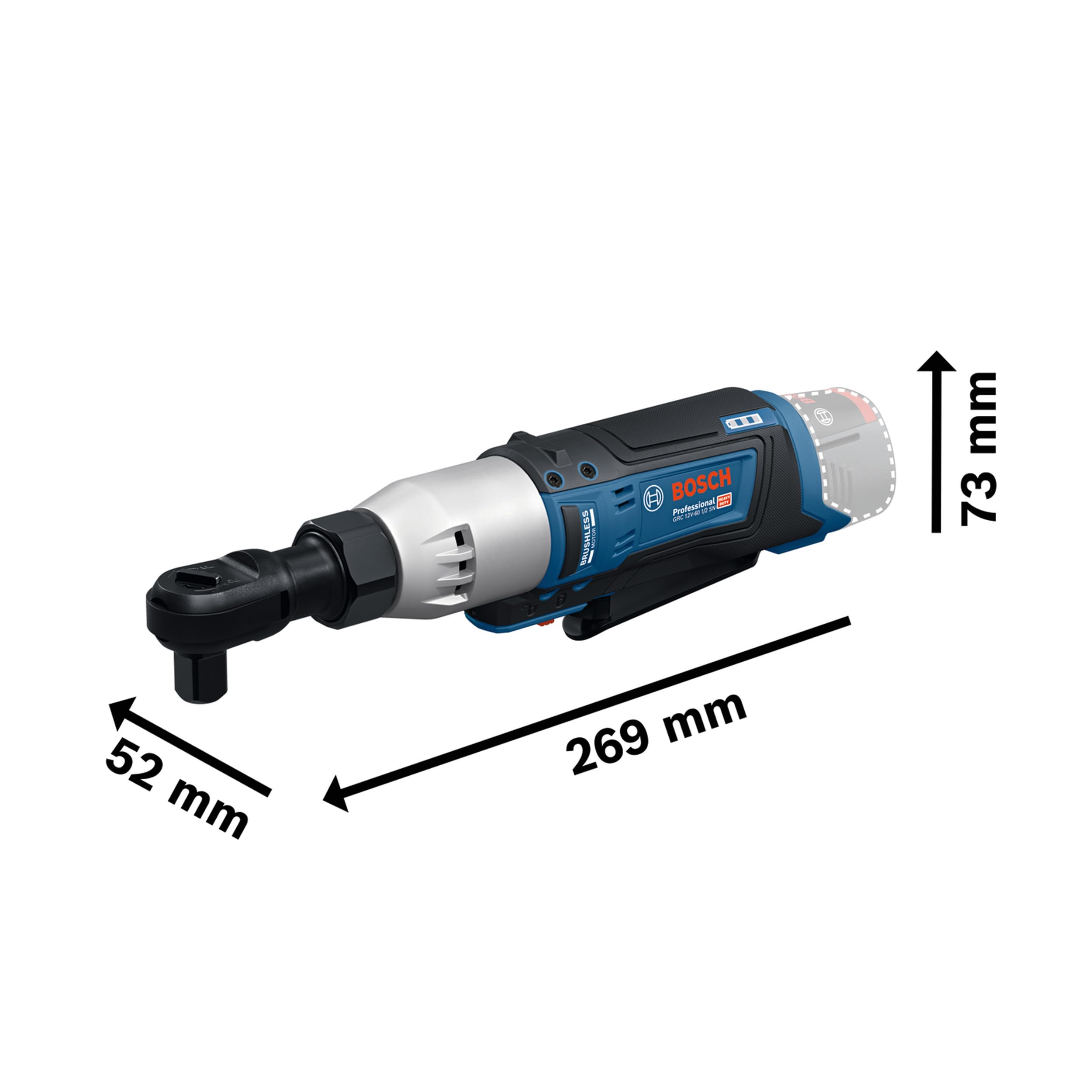 Llave de carraca a batería GRC 12V-60 1/2 SN con Bosch Professional 12V System
