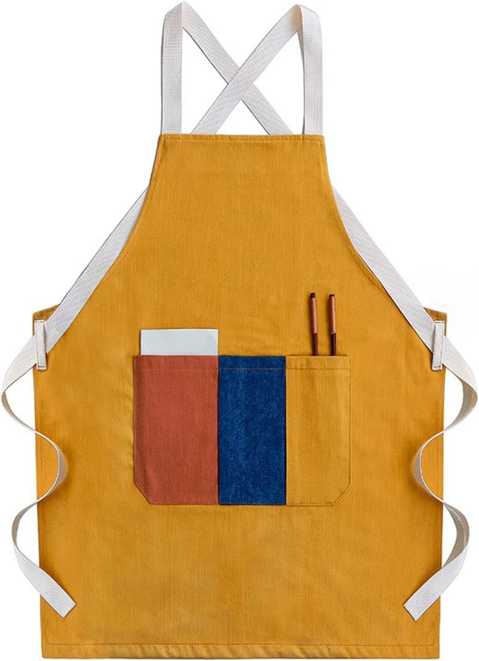 Aprons With Pockets Home Flowers Barista Milk Tea Shop Kitchen Baking Aprons Men's Women's Workwear Apron